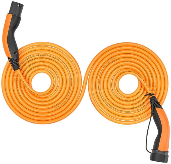 Selvuttrekkende ladekabel Type 2, opptil 22 kW, m, oransje