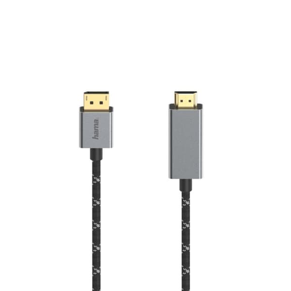 Hama videokabel DisplayPort-han - HDMI™-port. Ultra-HD 4K@60Hz Alu 1,50 M