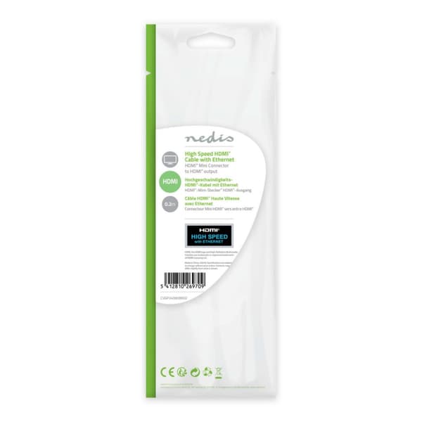 Nedis CVGP34590BK02 High Speed Hdmi™-kabel med Ethernet HDMI™-minikontakt - HDMI™ hona 0,2 M svart