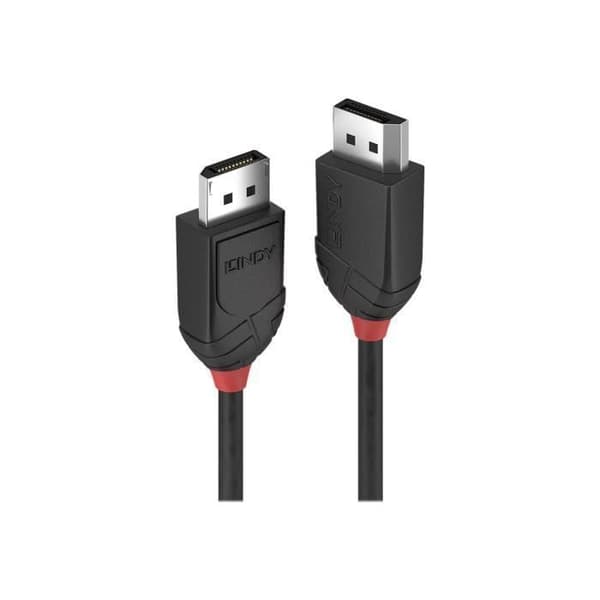 LINDY Black Line DisplayPort-kabel - 3m - Trippelskärmad - Anti-korrosionskontakter