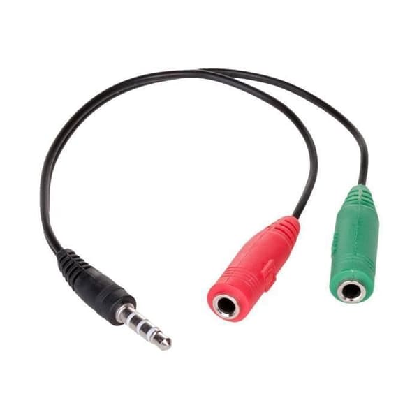 Akyga Audio adapter 4-polig minijack (M) till stereo minijack (F) 15 cm vit