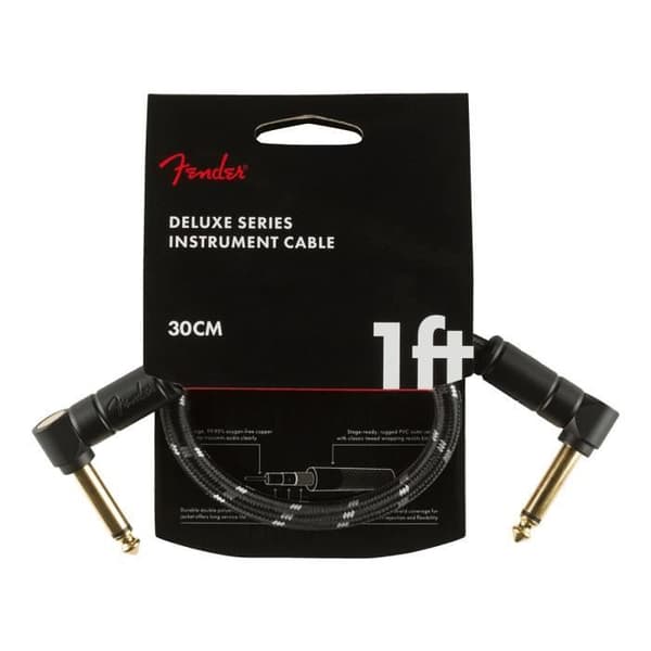 Fender Deluxe Serie Jack 30cm Svart Tweed Instrumentkabel