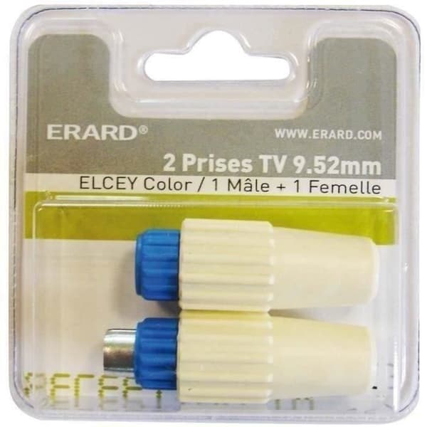 ERARD CONNECT Paket med 2 TV-uttag Elsey - 9.52 mm - 1 hane + 1 hona