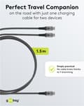 Miniatyrbild 6 av 11: USB-C™ textilkabel, 60 W, Power Delivery, 1,5 m, svart;grå