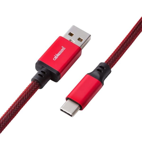 Kabeltangentbord i spiral - CABLEMOD - USB-C till USB Typ A - Republic Red - Plug-and-Play - Hållbar