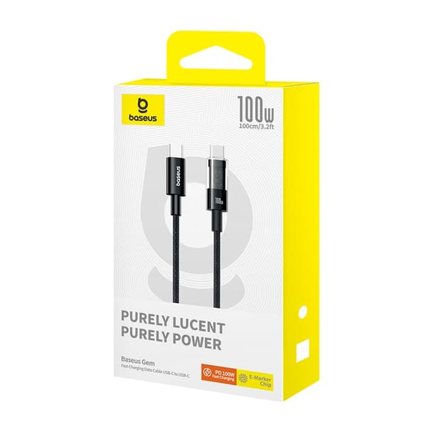Baseus Gem USB C til USB C hurtigopladningskabel 1 m 100 W Sort