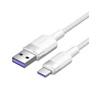 USB 2.0 A–USB-C 6A Vention CTOWH 2M -kaapeli (valkoinen)
