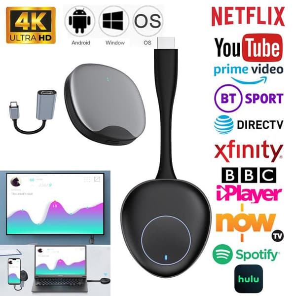 INN HDMI trådlös 4K 5G Sändare och Mottagare Stödjer Netflix-streaming för Laptop/PC/Kamera till HDTV/Skärm/Projektor