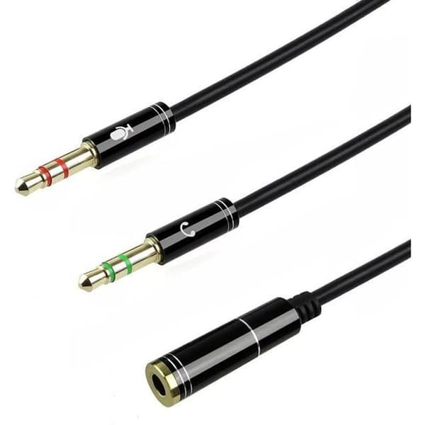 Hörlurar Mikrofonadapter Stereo Ljudkabel Honkontakt till 2 Hane 3,5 mm Dator-hörlurar-Högtalare Splitter Phonillico®