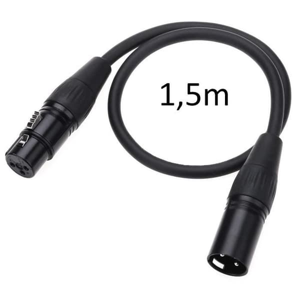 XLR-kabel han XLR-hona 3 stift - 1,5m - Mikrofon Ljud Högtalare Förstärkare DMX-konsol Phonillico®