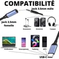 Miniatyrbild 2 av 4: "Kabeladapter USB-C Jack 3.5 mm ljud hörlurar musik Kompatibel för Huawei P50-P40-P30-P20-P10-P9 Phonillico®"