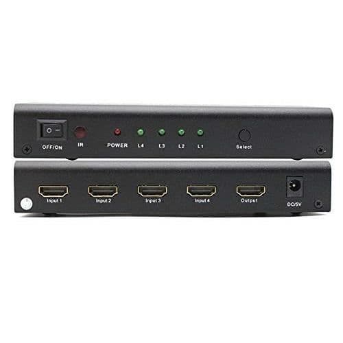 PremiumCord HDMI-switch 4:1 metall med fjärrkontroll och strömförsörjning - khswit41b