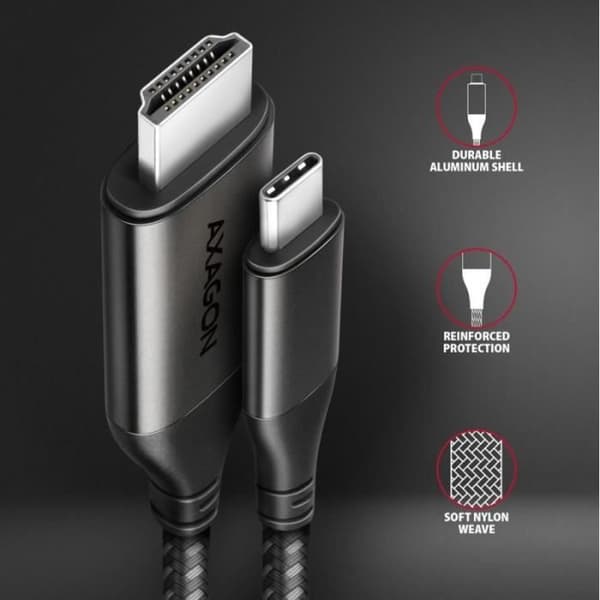 AXAGON RVC-HI2MC USB-C till HDMI 2.0-adapter, 4K/60Hz, aluminium - 1,8 m - 8595247907158