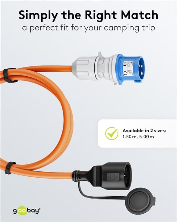 CEE-adapterkabel, CEE-stik med jordkontakt, 1,5 m