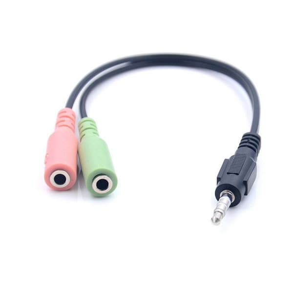 Adapter Jack 3.5mm hörlurar/mikrofon till 2 Jack - Adapter hörlurar - mikrofon till 2 uttag - ljud/video kabel - anslutning