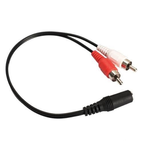 3,5 mm ljudjack hona till 2 hane RCA-adapterkabel