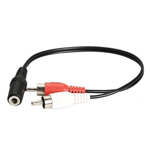 3,5 mm ljudjack hona till 2 hane RCA-adapterkabel