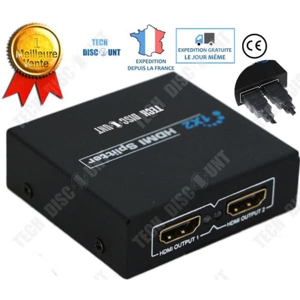 TD® HDMI Splitter Audio Splitter Support Ultra HD 2 Input Svart Kabel TV Väljare Splitter Monitor Prestanda