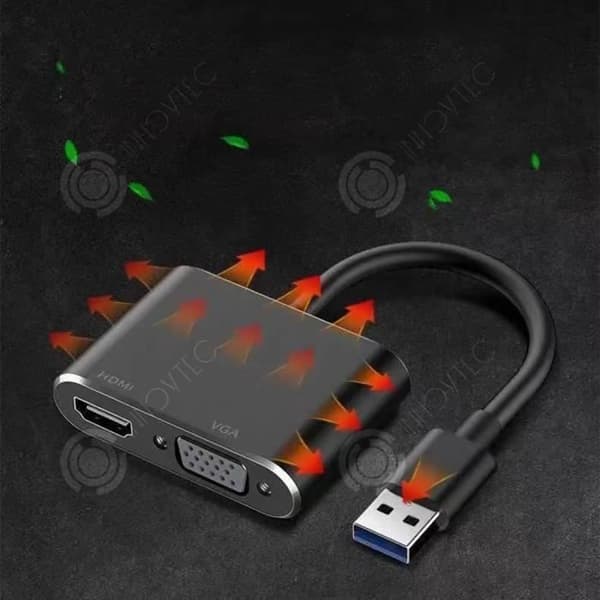 INN® Interface USB3.0 till HDMI konverter VGA projektor med kopparkärna svart extern grafikkort kabeladapter extern