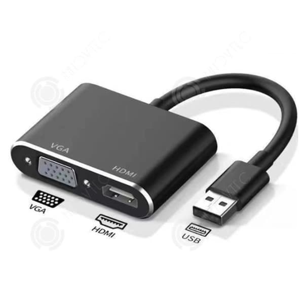 INN® Interface USB3.0 till HDMI konverter VGA projektor med kopparkärna svart extern grafikkort kabeladapter extern