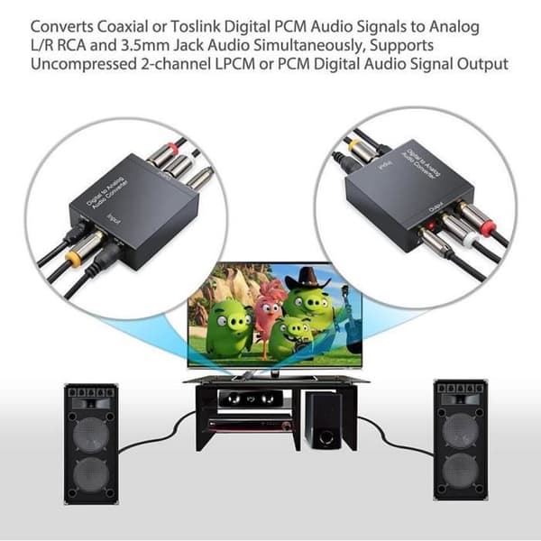 Omvandlare 3,5 MM digitalt ljud (Toslink och koaxial) till analog (Cinch) ljudomvandlardekoder med en omvandlarkontaktadapter