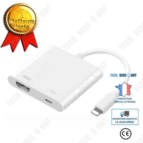 HDMI-kabel - TD® - Lightning till HDMI - 1080P - Plug and Play - Kompatibel med TV/projektorer