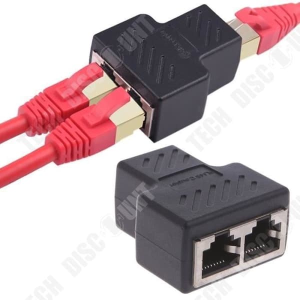 Ethernet-konverter - TECH DISCOUNT - RJ45 - Två utgångar - Fördelare