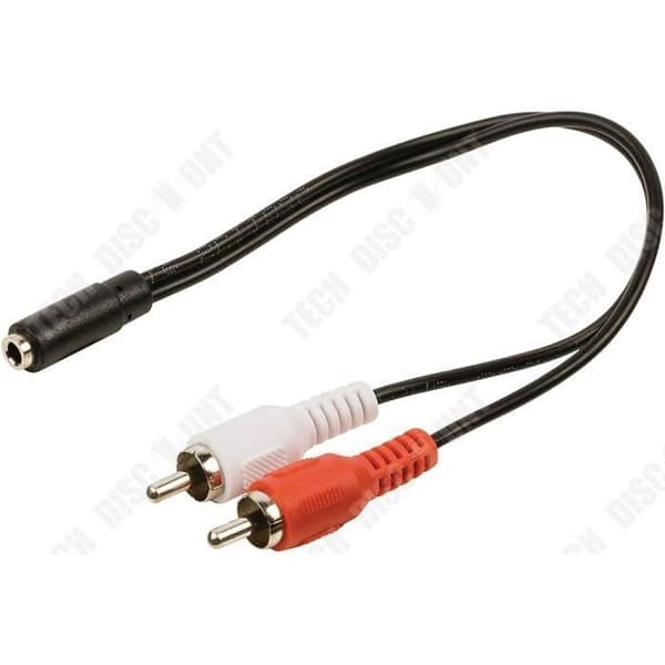 TD® Audio-RCA-kabel till två hanar AV-APM-kabel 419004 Adapter 2 RCA hane-jack 3,5 mm hon-kabel och kontakter-bild-ljud