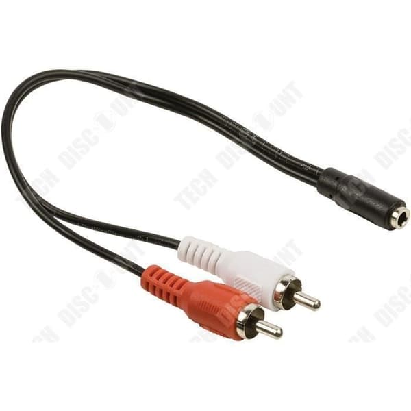 TD® Audio-RCA-kabel till två hanar AV-APM-kabel 419004 Adapter 2 RCA hane-jack 3,5 mm hon-kabel och kontakter-bild-ljud