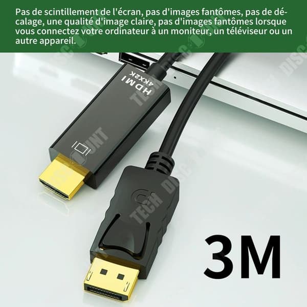 TD Display Port Kabel 3M 1.4 Displayport till HDMI Kabel 8K 60Hz 4K 144Hz 2K 165Hz Display Port DP Kabel för TV PC Grafikkort