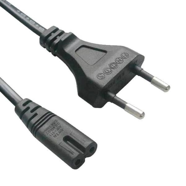 Strömkabel - WENTRONIC - NK 104 S-180 - 1,8 m - Dubbeljack Européen - Svart