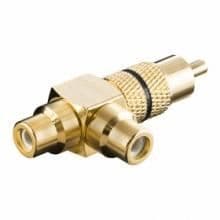 Audio T-korsning 2xRca hona till 1xRca hane