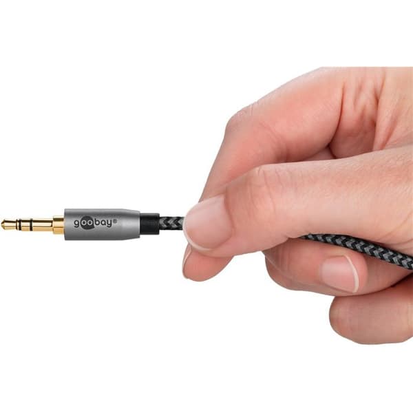 GOOBAY Ljudkabel Jack 3.5 - 2 RCA hanar guld nylon flätad 5m