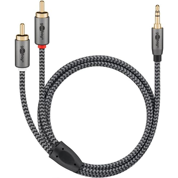 GOOBAY Ljudkabel Jack 3.5 - 2 RCA hanar guld nylon flätad 5m