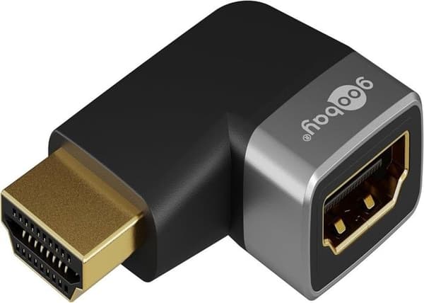 HDMI-adapter vinklad 90 grader horisontell vinklad 8K 60 Hz och 4K 120 Hz HDMI han till HDMI hona 48 Gbit förlängningsadapter HDR