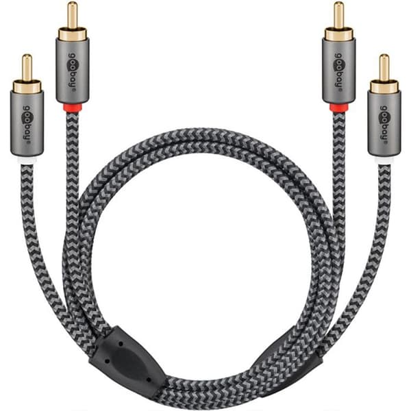 GOOBAY Ljudkabel 2 RCA hanar guld nylonflätad 1 meter