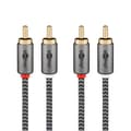 Miniatyrbild 1 av 4: GOOBAY Ljudkabel 2 RCA hanar guld nylonflätad 1 meter