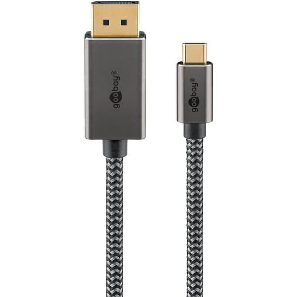 75707 Goobay Textil Cabel USB-C / DisplayPort 1,4 (M/M) - 1 m - USB-C 3.1 till DisplayPort 1.4 adapterkabel - Kompatibel med Thunder