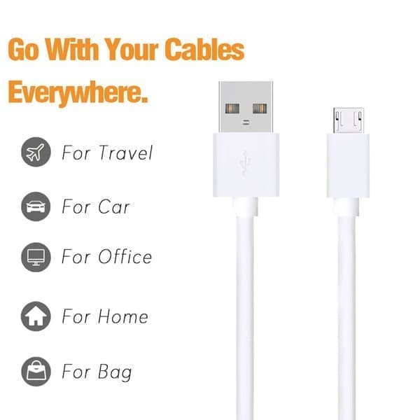 Latauskaapeli Micro-USB - 3 metriä - Samsung/PS4/PS3/HTC/Nexus/Nokia - V8 VALKOINEN