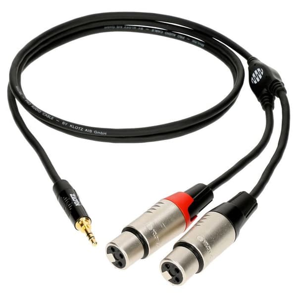 Kabel Y 2x XLR hon- / mini-Jack TRS, 1.8m Y-kablar