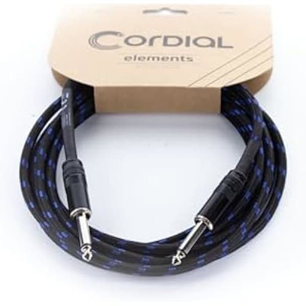 Instrumentkabel - CORDIAL - Jack 1,5 m - Blå färg - Tweed - Rak kontakt