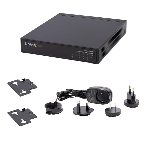 StarTech.com 5-ports Gigabit-switch - Uadministreret 2,5 Gbit/s-switch - Kontor/hjemmenetværk/LAN-switch/distributør til desktop/vægmontering - Bagudk