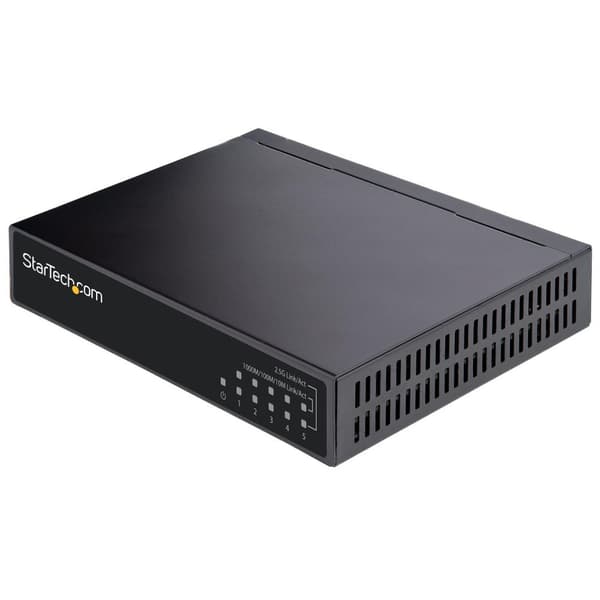 StarTech.com 5-ports Gigabit-switch - Uadministreret 2,5 Gbit/s-switch - Kontor/hjemmenetværk/LAN-switch/distributør til desktop/vægmontering - Bagudk Sort