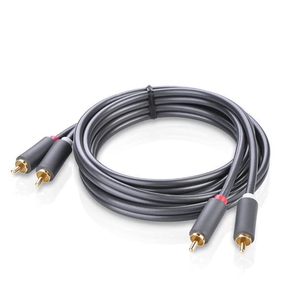 CABLU audio Ugreen, "AV104" 2 x RCA (T) la 2 x RCA (T), 3m, conectori auriti, negru "10519" (timbru verde 0.18 lei) - 6957303815197