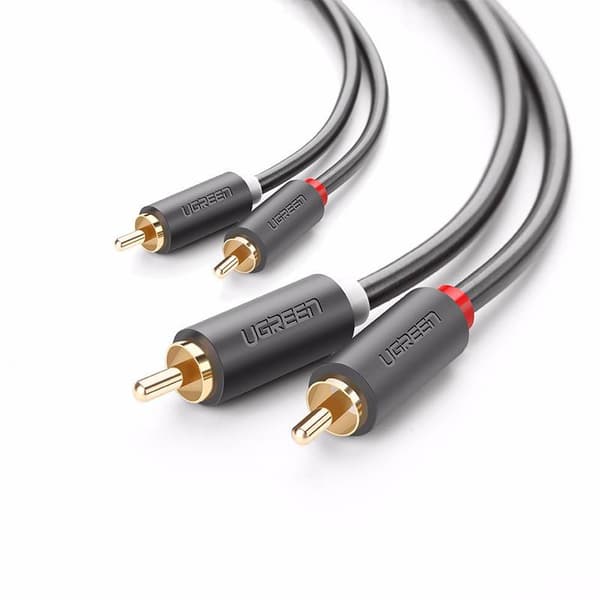 CABLU audio Ugreen, "AV104" 2 x RCA (T) la 2 x RCA (T), 3m, conectori auriti, negru "10519" (timbru verde 0.18 lei) - 6957303815197