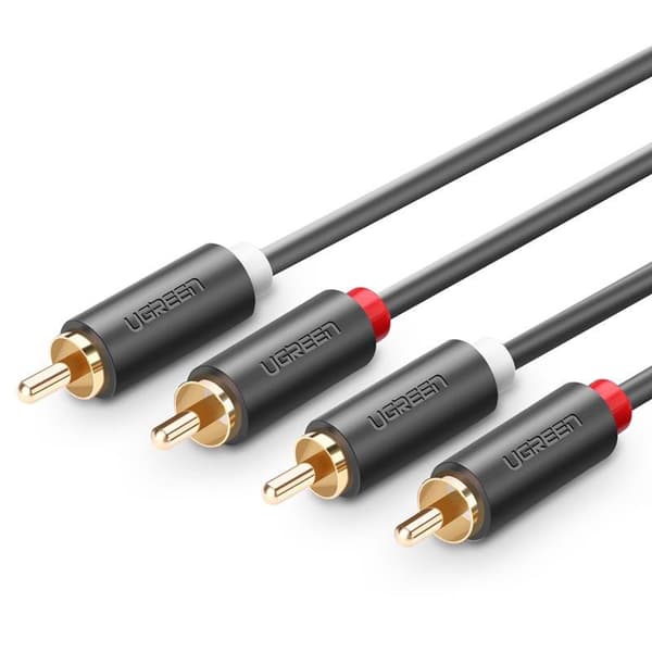 CABLU audio Ugreen, "AV104" 2 x RCA (T) la 2 x RCA (T), 3m, conectori auriti, negru "10519" (timbru verde 0.18 lei) - 6957303815197