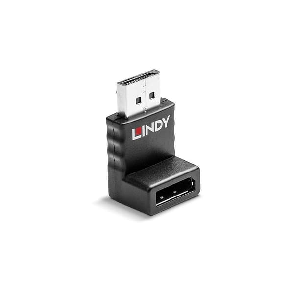 Lindy - DisplayPort-adapter - DisplayPort (M) Vinklad upp till DisplayPort (W) - DisplayPort 1.2 - 4K-stöd - Svart (41365)
