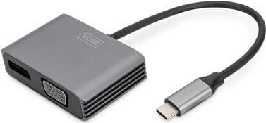 DIGITUS DA-70827 - Videoadapter - USB-C (M) til DisplayPort, VGA-adapter (W) - 20 cm - USB-strøm, understøtter 21:9 biografformat, understøtter 4K 30