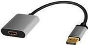 LogiLink CDA0108 DisplayPort Adapter DP/M til HDMI A/F,4K/60 Hz, aluminium, sort/grå, 0,15m (CDA0108)