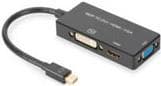 Digitus ASSMANN - Videostik - DisplayPort / HDMI / DVI / VGA - Mini DisplayPort (M) til DB-15, HDMI, DVI-D (W) - 20 cm - tredobbelt isolering - sort -
